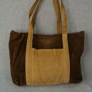 Brown And Tan Corduroy Purse/Tote